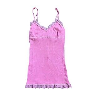 Vintage Y2K American Eagle Cami Top Lace Pink Fairy Babydoll Sweetheart Sz M